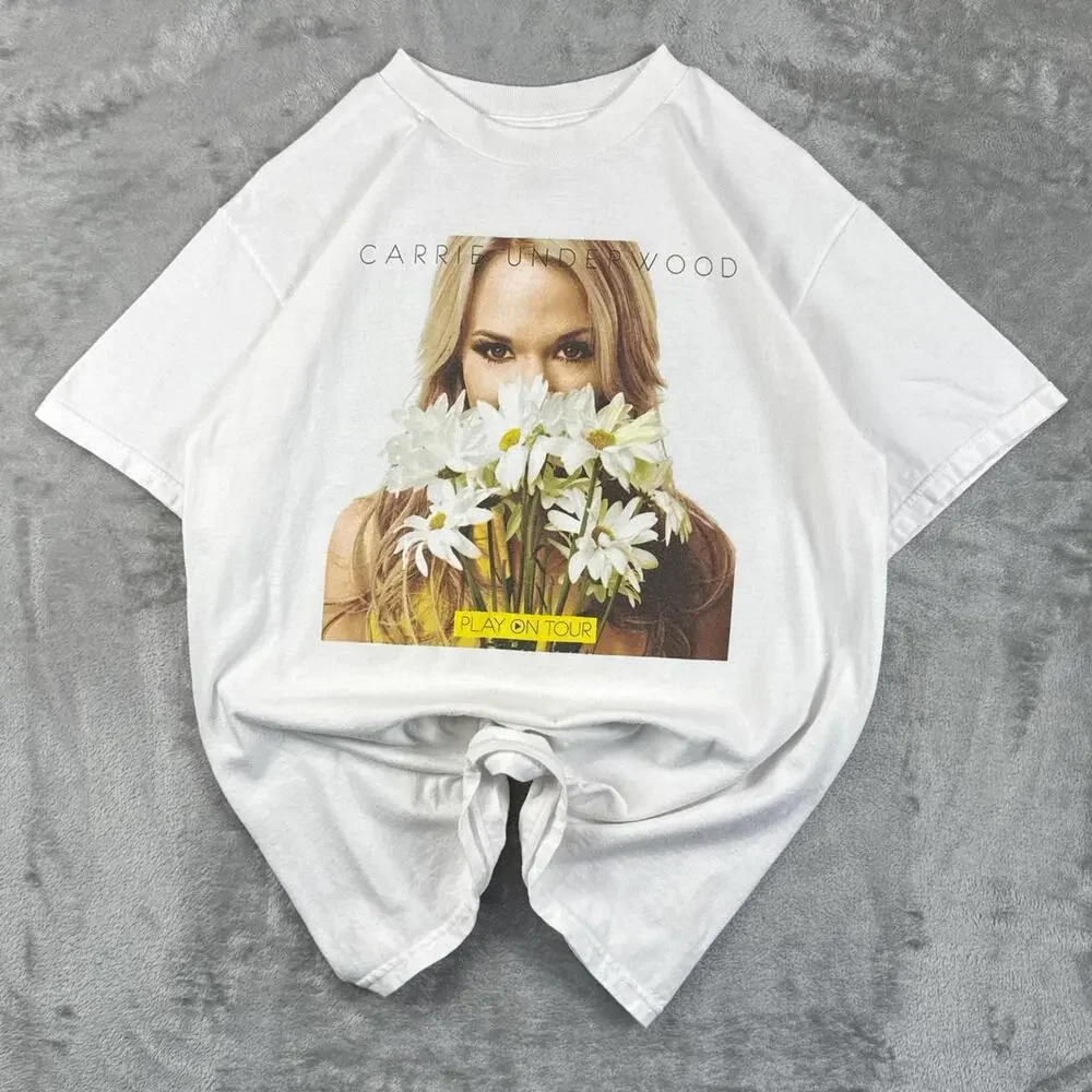 2010 Carrie Underwood Play On Tour White Graphic Music T-shirt Size Medium - Picture 1 of 8